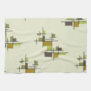 Mid Century Modern Geometric Chartreuse Tea Towel