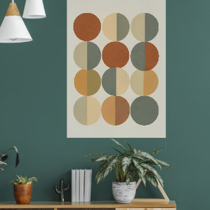 Mid Century Modern Geometric Circles Art Poster