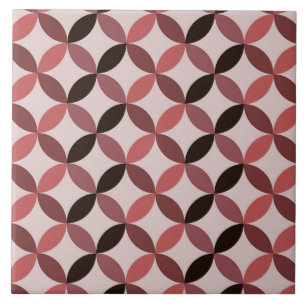 Mid Century Modern Geometric Circles Coral Brown Tile