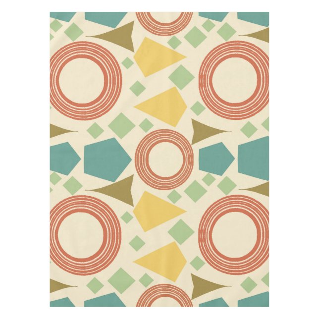 Mid Century Modern Geometric Colourful Tablecloth (Front)