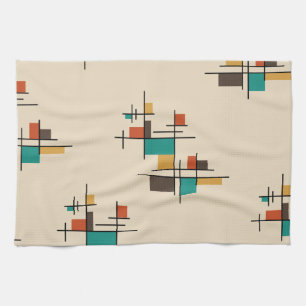 Mid Century Modern Geometric Colourful Tea Towel