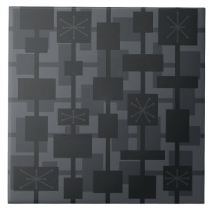 Mid Century Modern Geometric Dark Grey Tile