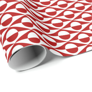 Mid-Century Modern geometric, dark red and white Wrapping Paper
