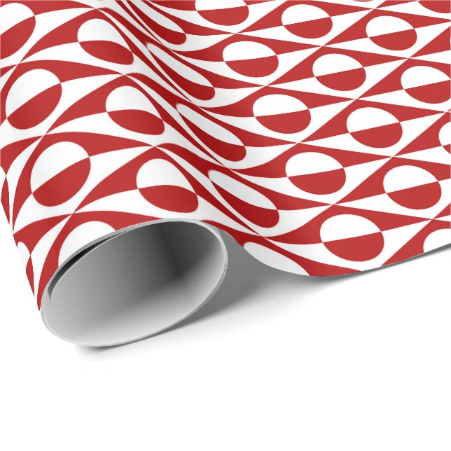 Mid-Century Modern geometric, dark red and white Wrapping Paper (Roll Corner)
