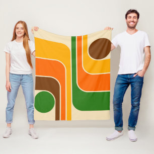 Mid Century Modern Geometric Design Fleece Blanket