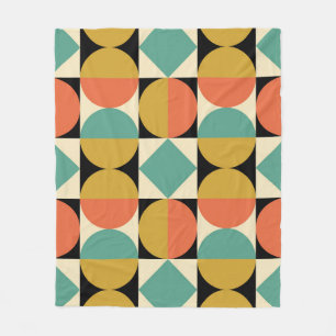 Mid Century Modern Geometric Design Fleece Blanket
