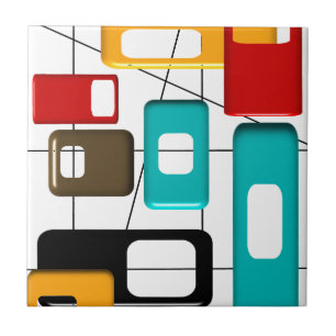 Mid-Century Modern Geometric Design Gifts Tile