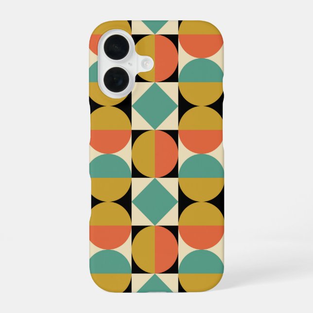 Mid Century Modern Geometric Design iPhone 16 Case (Back)