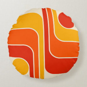 Mid Century Modern Geometric Design Round Cushion