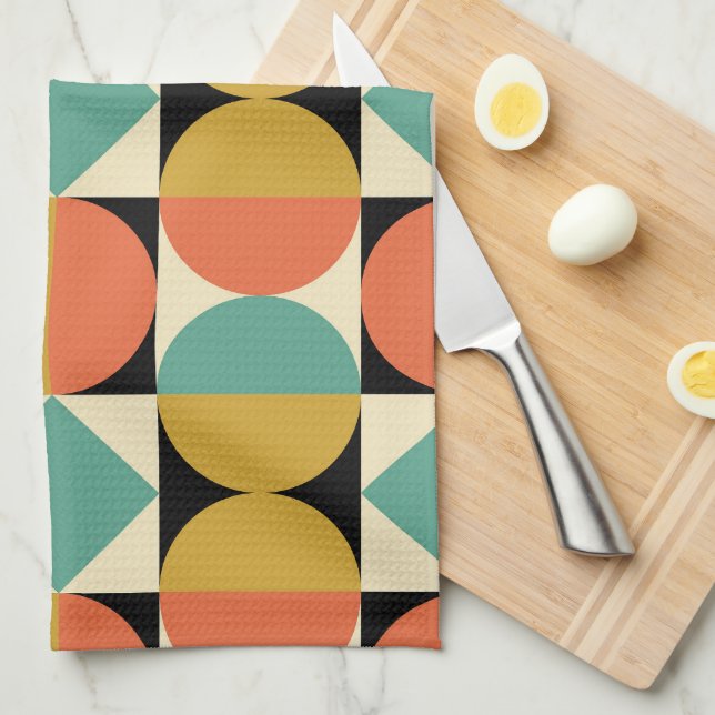 Mid Century Modern Geometric Design Tea Towel (Quarter Fold)