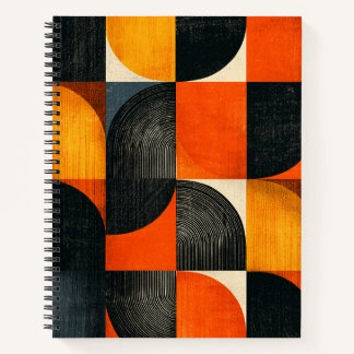 Mid Century Modern Geometric Fall Colours Notebook
