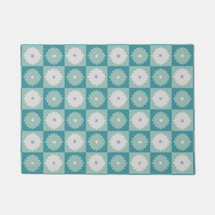 Mid Century Modern Geometric Flowers Door Mat