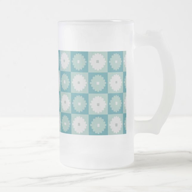 Mid Century Modern Geometric Flowers Frosted Mug (Right)