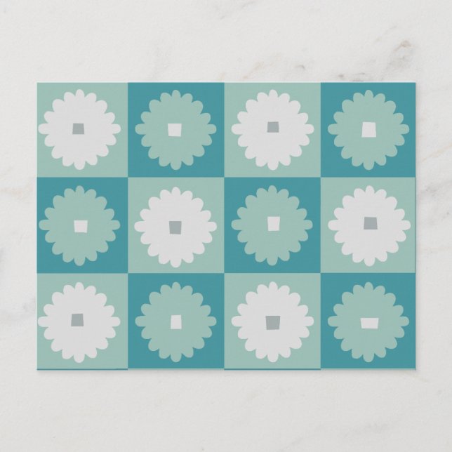 Mid Century Modern Geometric Flowers Postcard (Front)