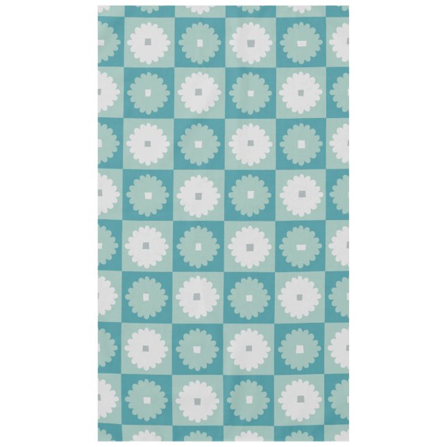 Mid Century Modern Geometric Flowers Tablecloth (Front)