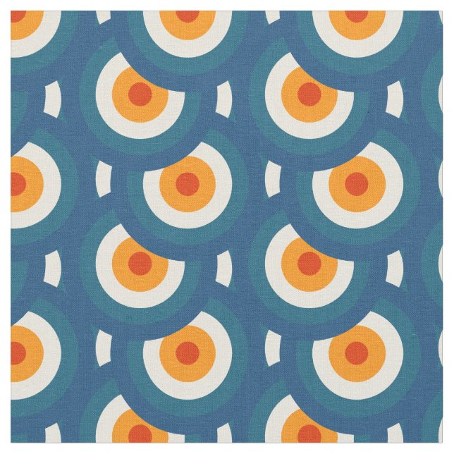 Mid-Century Modern Geometric Funky Circle Pattern Fabric (Close Up)