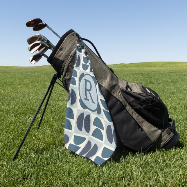 Mid century modern geometric  golf towel (Green)