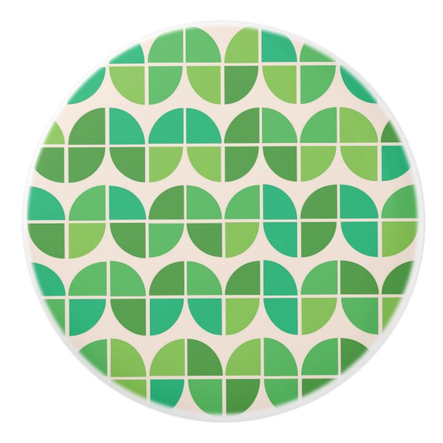  Mid Century Modern Geometric Green Pattern  Ceramic Knob (Front)