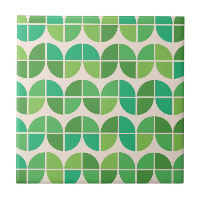  Mid Century Modern geometric green shapes  Tile (Front)