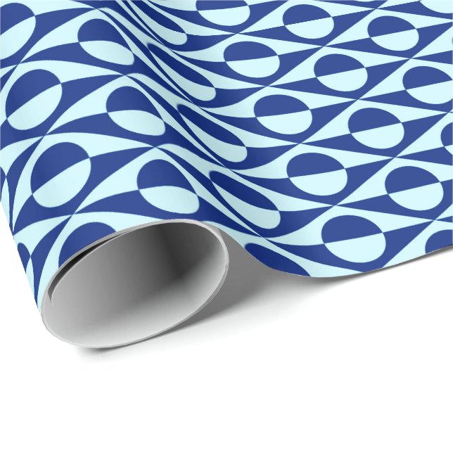 Mid-Century Modern geometric, indigo, light blue Wrapping Paper (Roll Corner)