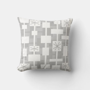 Mid Century Modern Geometric Light Grey Cushion