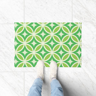 Mid Century Modern Geometric Lime green pattern  Doormat