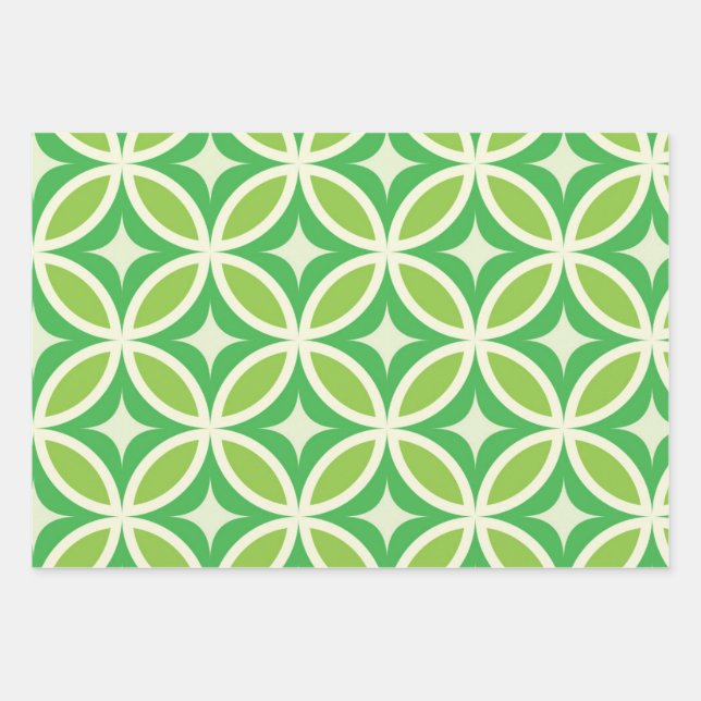 Mid Century Modern Geometric Lime Green Pattern  Wrapping Paper Sheet (Front)