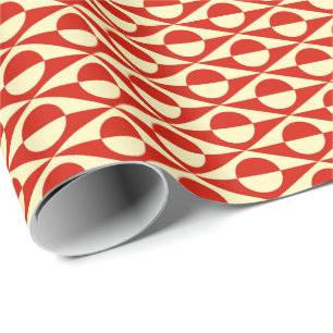 Mid-Century Modern geometric, mandarin orange Wrapping Paper
