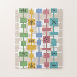 Mid Century Modern Geometric Multicolored 1 Jigsaw Puzzle