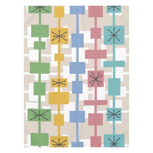 Mid Century Modern Geometric Multicolored 1 Tablecloth (Front)
