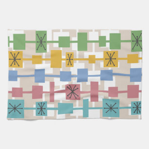 Mid Century Modern Geometric Multicolored 1 Tea Towel