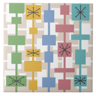 Mid Century Modern Geometric Multicolored 1 Tile