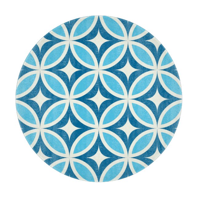 Mid century modern geometric Navy Blue  Cutting Board (Front)