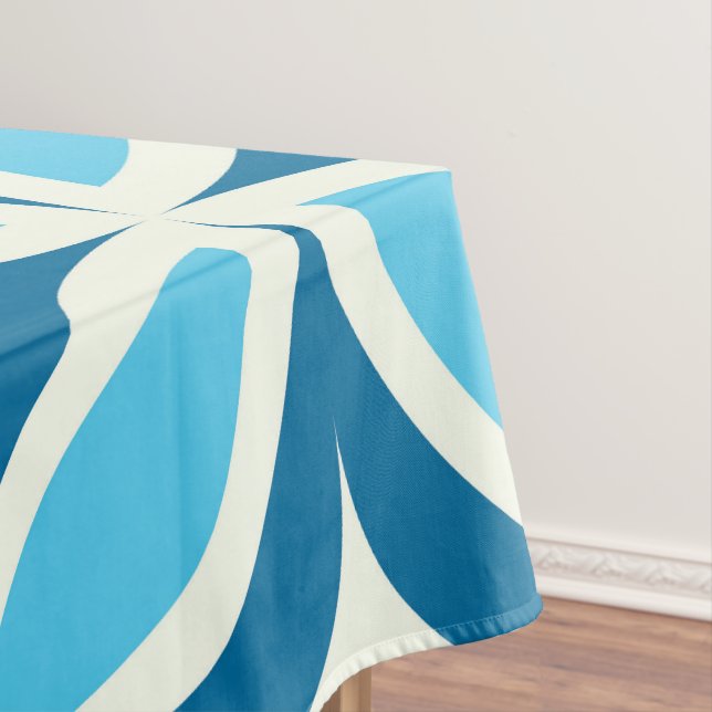 Mid century modern geometric Navy Blue  Tablecloth (In Situ)