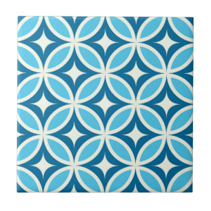 Mid century modern geometric Navy Blue  Tile