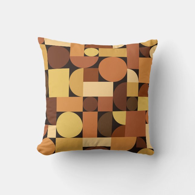 Mid Century Modern Geometric Orange Cushion (Front)