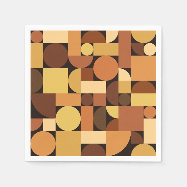 Mid Century Modern Geometric Orange Napkin (Front)