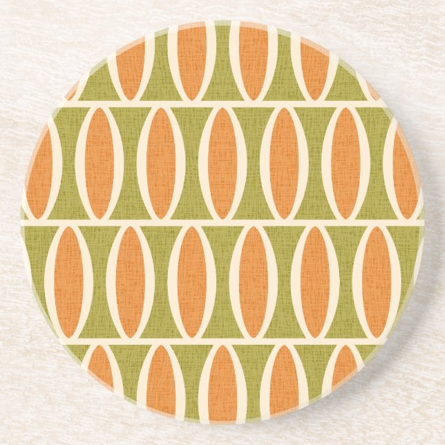 Mid Century Modern Geometric Oval Pattern Coaster (Front)