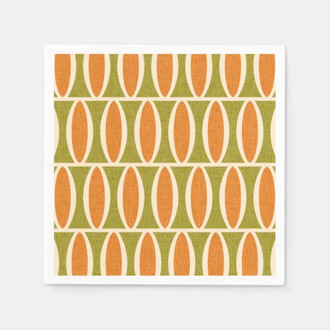 Mid Century Modern Geometric Oval Pattern Napkin (Front)