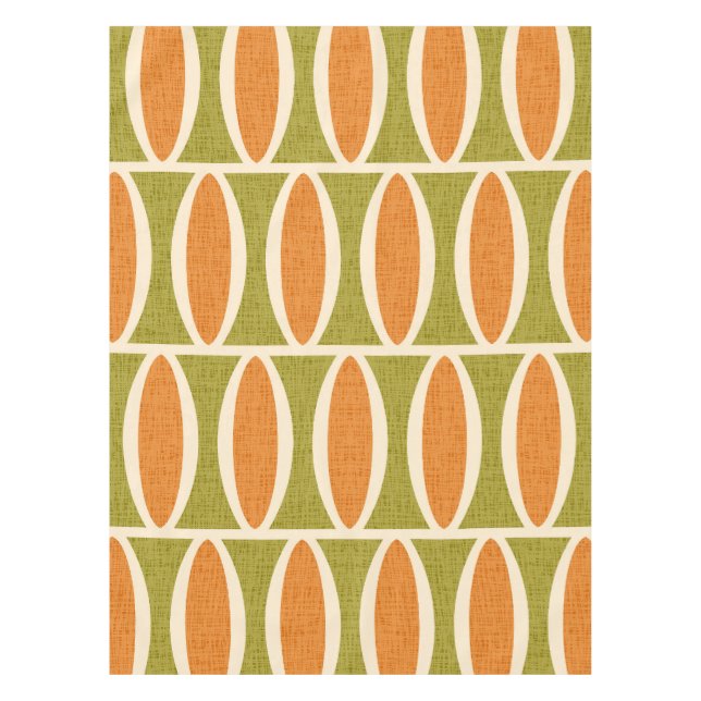 Mid Century Modern Geometric Oval Pattern Tablecloth (Front)