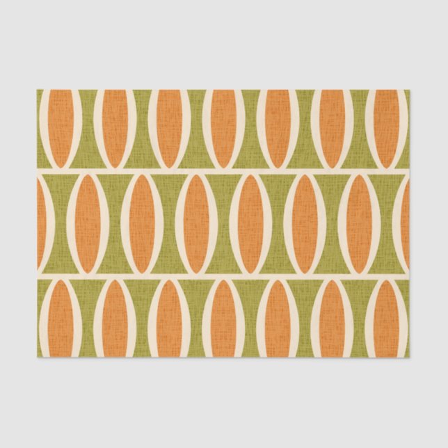 Mid Century Modern Geometric Oval Pattern Tissue Paper (Front)