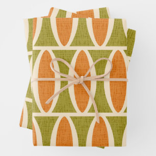 Mid Century Modern Geometric Oval Pattern Wrapping Paper Sheet