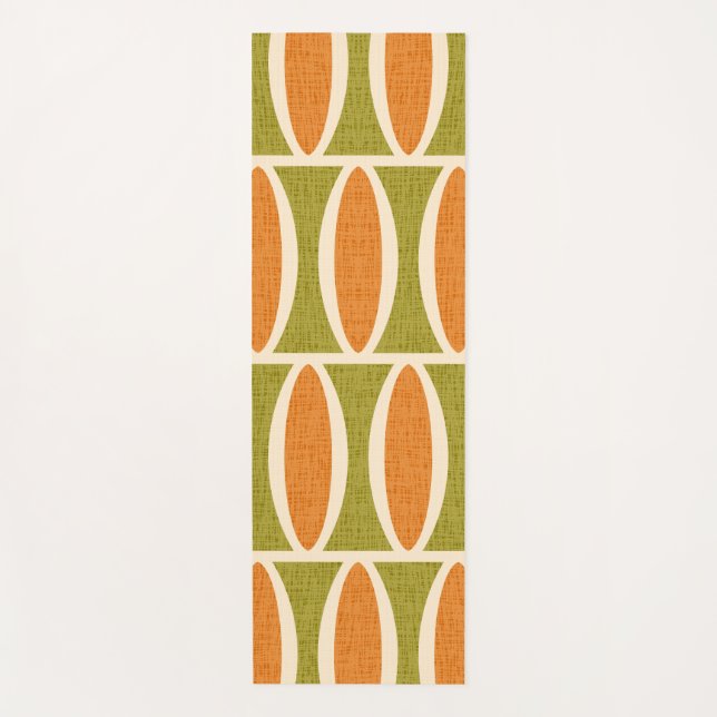 Mid Century Modern Geometric Oval Pattern Yoga Mat (Front)