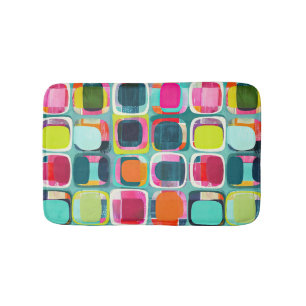 Mid Century Modern Geometric Pattern Colourful Bath Mat