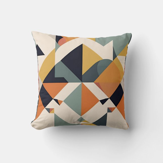 Mid-Century Modern Geometric Pattern Cushion (Front)