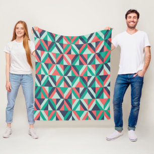 Mid-Century Modern Geometric Pattern Fleece Blanket