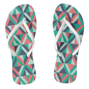 Mid-Century Modern Geometric Pattern Flip Flops