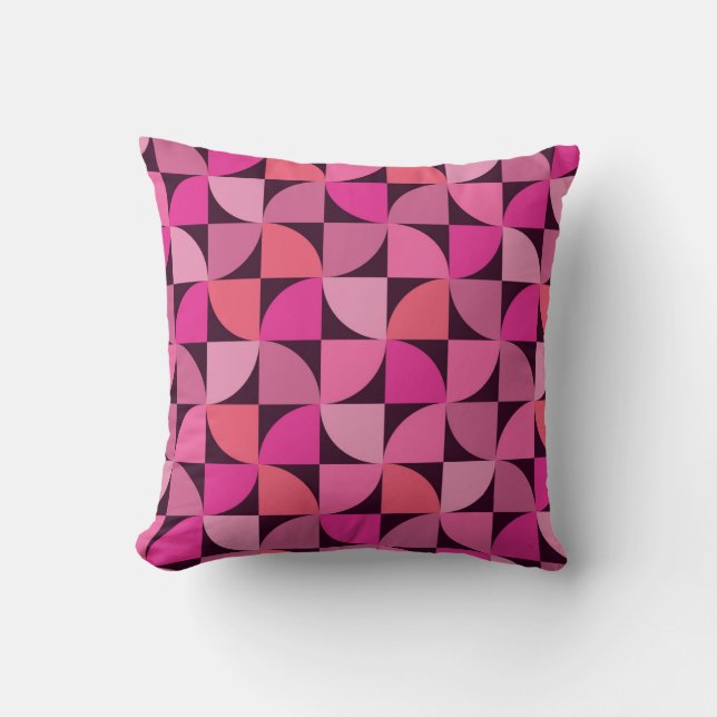 Mid Century modern geometric pattern pink  Cushion (Front)
