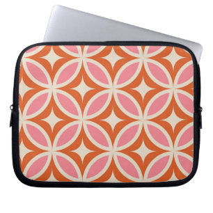 Mid century modern geometric pattern pink orange laptop sleeve