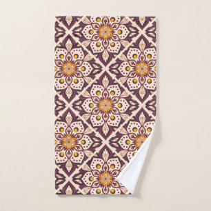 Mid-Century Modern Geometric Pattern – Retro Abstr Hand Towel